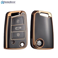 HOMEDECOR TPU Car Remote Key Case Cover Shell Fob For VW Volkswagen Golf 7 MK7 Tiguan MK2 Q9T5