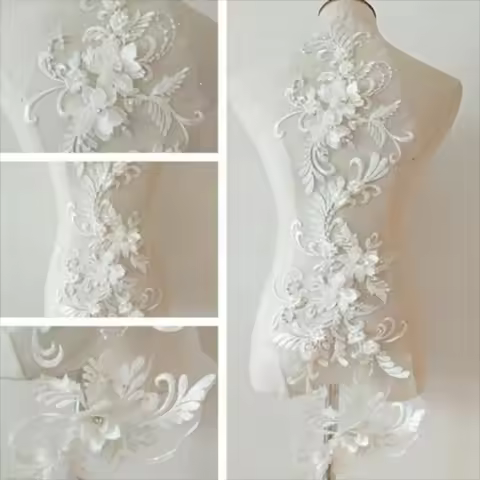 Big Embroidered Lace Patch DIY Craft Multi-color Beaded Flower Patch 3D Decoration Patch Wedding Dre