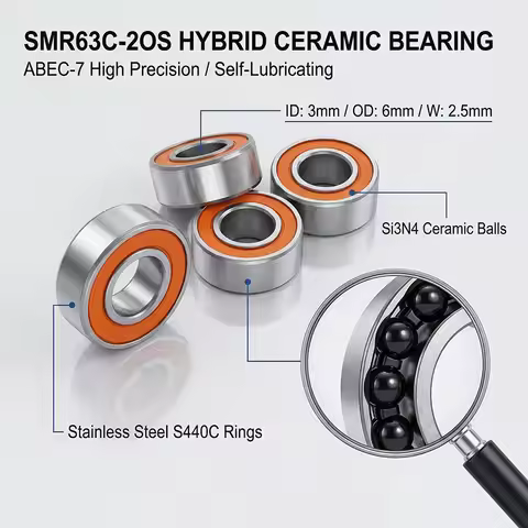 10pcs Ceramic Bearing 3x6x2.5 SMR63C 2OS Stainelss Steel Hybrid Ceramic Bearing 3*6*2.5 Reel Bearing