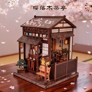 DIY日式茶室茶亭 和風庭院小築店舖  燒烤店居酒屋 壽司店拉麵店 創意立體小屋模型   手工木製拼装  迷你食玩微縮街景場景模型 (手作心意生日,節日禮物, 裝飾擺設) DIY Japanese t