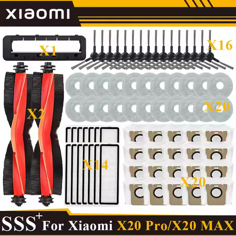 For Xiaomi Robot Vacuum X20 Max /X20 Pro/ D109GL /D102GL accessories Main Roller Side Brush,Hepa Fil