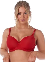 Recycled Full Cover Bra Fancy Lace Back - Red - Size 36F, red, 80-84 / 80F