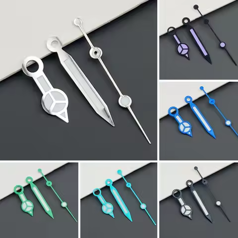 Silver Mercedes Diver Watch Hands Green BGW9 Lume Needles for Seiko Mods NH35/NH36 Movement Watch Ha
