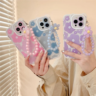Korea 3D Bear Ear Flower Hang Phone Chain Lanyard Soft Phone Case for iphone 11 14 Pro Max 12 13 XR XS X Cute Cover