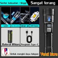 P50 Senter Super Terang 10000 Lumens Tahan Air Zoom Rechargeable Senter Cas Swat Police Terbaik  USB