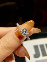1pc Elegant & Brilliant 1CT Moissanite & CZ D Color 925 Sterling Silver Eternal Promise Engagement/W