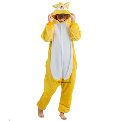 Unisex Adult Onesie Pajamas Halloween Dog Costume Animal Plush One Piece Flannel Cosplay Suit for Wo