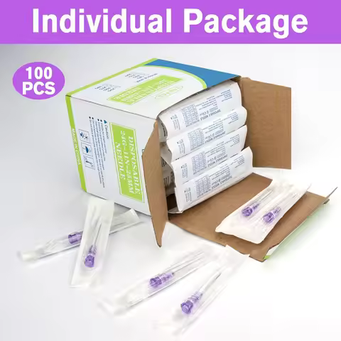 100pcs/Box Sterile Pointed Syringe Needles 0.5-1.5inch 18G-27G Stainless Steel for Liquid Dispensing
