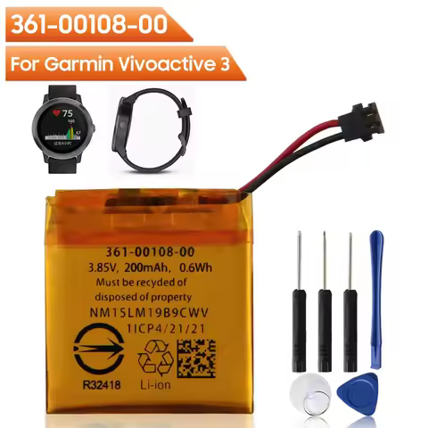 Original Replacement Battery 361-00108-00 361-00108-01 For Garmin Vivoactive 3 Rechargable Battery W