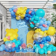 101pcs/set Blue Ocean Balloon SpongeBob Bubble Balloon Hawaii Beach Party Scene Decoration