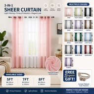 【3in1】AIMYA Sheer Curtain for Living Room Bedroom 3In1 Set curtains With Ring Type