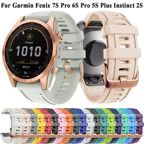 New 20mm Silicone Watch Strap For Garmin Fenix 6S 6SPro 5S Plus 7S QuickFit Bracelet For Instinct 2S