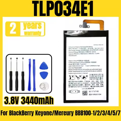 Applicable to BlackBerry Keyone/Mereury BBB100-1/2/3/4/5/7 battery TLP034E1 mobile phone battery,fre