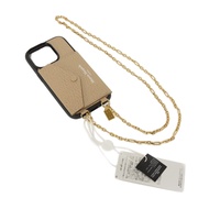 Maison Margiela Margiela iPhone 14 Pro Case, Grained Calf Leather, Chain Strap, Unused, Logo, Beige,
