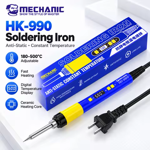 MECHANIC HK-990 90W Digital Soldering Iron 180-500°C Anti-Static Temperature Control Ceramic Heater 