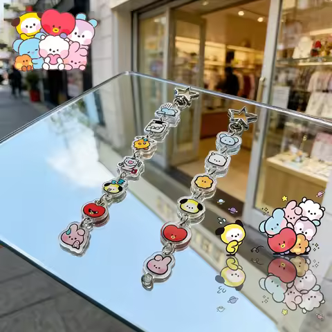 BT21 Keychain Chain Acrylic Double Sided Pattern KPOP Cartoon Cute Creative Accessories Car Keychain