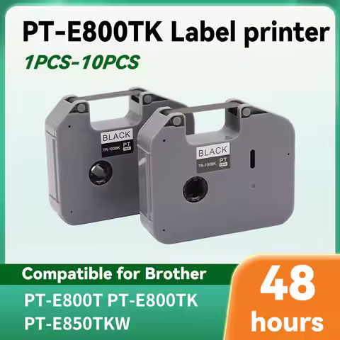 PT-100BK black label tape (1-10PCS) TR-100BK Compatible for Brother Ribbon printer TP-E800T E800TK E