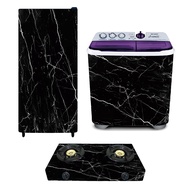 MESIN 1-door Refrigerator Sticker/2-Door Refrigerator/ Stove/Washing Machine/Ricecooker Marble Black Line White