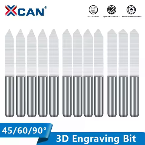 XCAN PCB Engraving Bits 45/60/90 Degrees Flat Bottom Router Bit 3.175mm Shank CNC Router Bit PCB Car