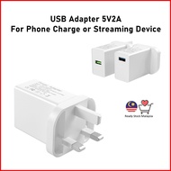 5V2A USB Charging UK Adapter 3 PIN  for Tivo Stream 4K, Dcolor GD1, Firestick, Mi Stick 4K, Realme Stick, Mecool KD3 KD5