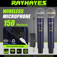 RAYHAYES Microphone Wireless UHF Professional Handheld Karaoke Mikrofon Singing Mic Set Mike