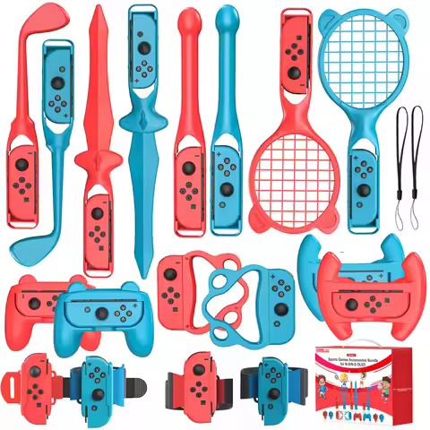 For Nintendo Switch 2 18 in 1 Family Sport Accessories Kit Tennis Rackets/Golf Club/Steering Wheels/