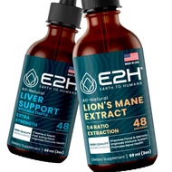 E2H: Liver Support Supplement and Cordyceps Mushroom Supplement | Vegan, Non-GMO - 2 Fl Oz Each (4 F
