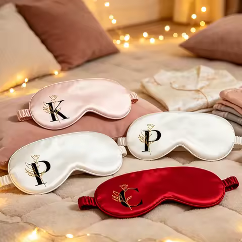 Personalized Initial Printed Satin Sleep Mask Mis XV 16th 21st 30th Birthday Gift for Her Overnight 
