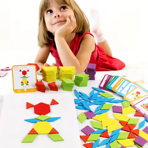 Kids 155 Pcs Geometric Shape Puzzle Wooden Puzzle Set Kindergarten Classic Baby Montessori Education