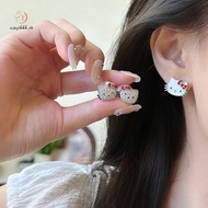 Bag & Accessories  1Pair Hello Kitty Sparkling Diamond Stud Earrings Anime Sanrio KT Cat Bow Stud Ka