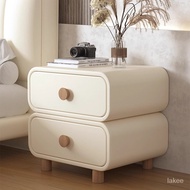 Cream style leather bedside table bedroom storage cabinet small bedside installation-free modern hom