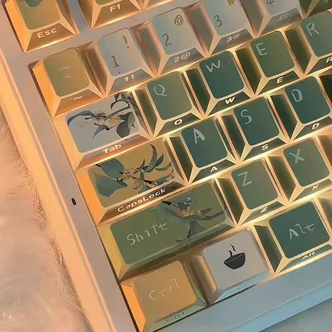 URE Oolong Tea keycaps Side Edges Backlit Keycaps Cherry Keycaps Dye-Sub PBT Keycaps For MX 61 64 87