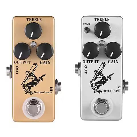 MOSKY SILVER/GOLDEN HORSE Effect Pedal overdrive/boost Horse Guitars Volume Reverb Bass Klon Centaur