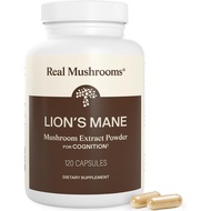 Real Mushrooms Lions Mane Mushroom Cognition (120 Capsules) Lions Mane Mushroom Powder Extract Capsu