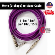 Mono to Mono Cable (L-Shape) 6.35mm Audio Cable Instrument Cable Guitar Mono Jack 1.5m 3m 5m 10m 15m