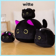 WITTE Black Cat Plush Doll, Round Ball Cuddly Cuddly Pillow Cushion, Cartoon 4 Size Small Pendant