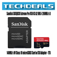 Sandisk SDSQXCD Extreme Pro V30 U3 A2 UHS-I 200MB/s R, 140MB/s W Class 10 microSDXC Card w/SD Adaptor - 1TB