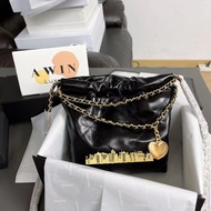 【Awinbag】23S 22BAG mini 20CM diamond pattern calfskin shoulder crossbody bag women's black