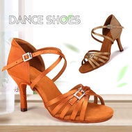 Fashion Women Latin Tango Dance Shoe High Heel Peep Toe Stable Practice Dancing Shoes Heeled 8.5cm