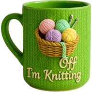 Mug "Roll Off, I Woven Sweater ", Ceramic Mug with Ironic Meaning, Equipped with 2D Yarn Basket Desi