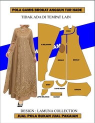 Pola gamis brokat anggun terbaru