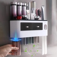 2 Cups Toothpaste Dispenser Rack Dia 2 Cups Soap Bottle Brush Holder/