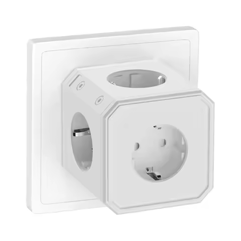 EU Socket Cube Without Cable,5-way Socket Adapter 250V/16A,Wall Socket Extension for Bedroom Office