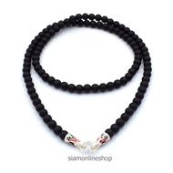 Stone Necklace - Onyx สร้อยคอหิน นิลแบบด้าน ขนาด 6 มม. by siamonlineshop