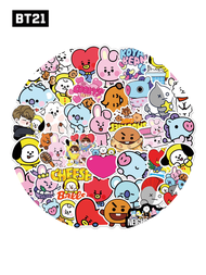 50ชิ้น สติกเกอร์ BT21 ลิขสิทธิ์แท้ใหม่ การ์ตูนน่ารัก BT21 MININI, RJ, SHOOKY, KOYA, MANG, CHIMMY, TA