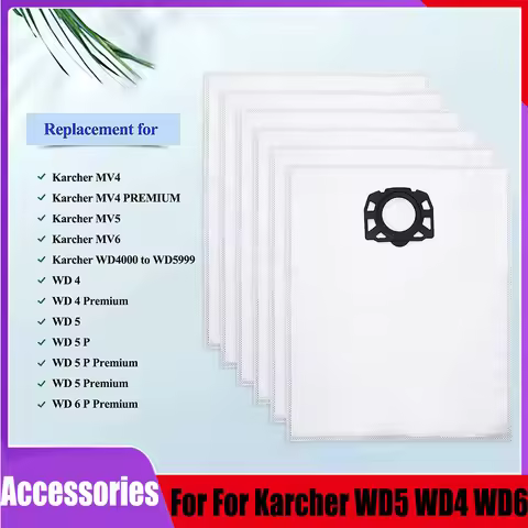 Replace Dust Bags For Karcher 2.863-314.0 KFI 357 KA 40 MV4 MV5 MV6 WD2 Plus WD3 WD3s WD4 WD5 SE4001
