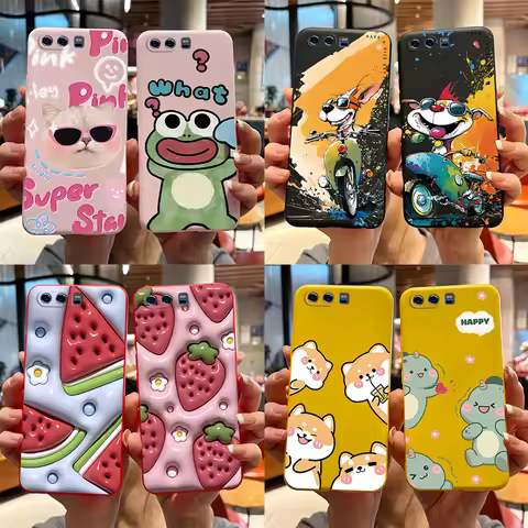 For HUAWEI P10 Case P10 Plus Cover Cute Bear Cartoon Frog Soft Matte Silicone Phone Case For HUAWEI 