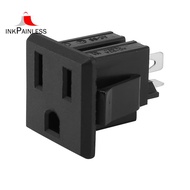AC 125V 15A Panel Mount US Outlet Power Socket Black