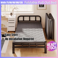 Foldable Bed King Single Metal Bed Frame/Wooden Mattress Base/Portable Bedding/Folding Bed/Ready to use/Space-Saving