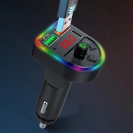 เครื่องส่งสัญญาณ FM บลูทูธ5.3สำหรับรถยนต์อะแดปเตอร์เสียงรถการโทรแฮนด์ฟรีเครื่องเล่นเพลงในที่ชาร์จแบตในรถ USB แบบคู่ MP3